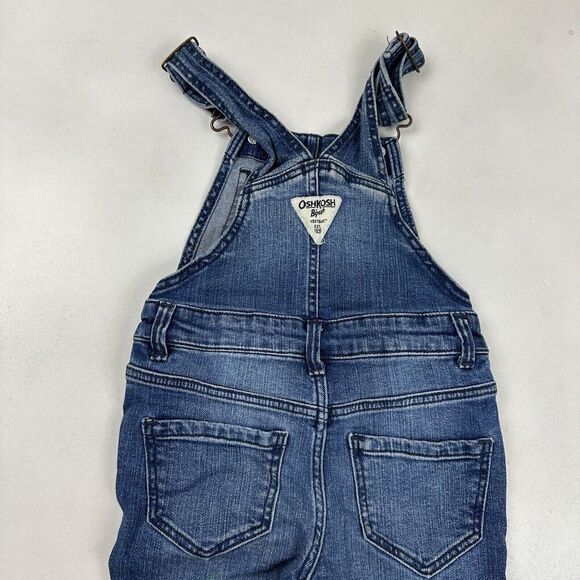 OshKosh B'Gosh Vestbak Girl Denim Blue Jean Overalls Pants Skinny Gold Stripe 3T - Picture 9 of 14